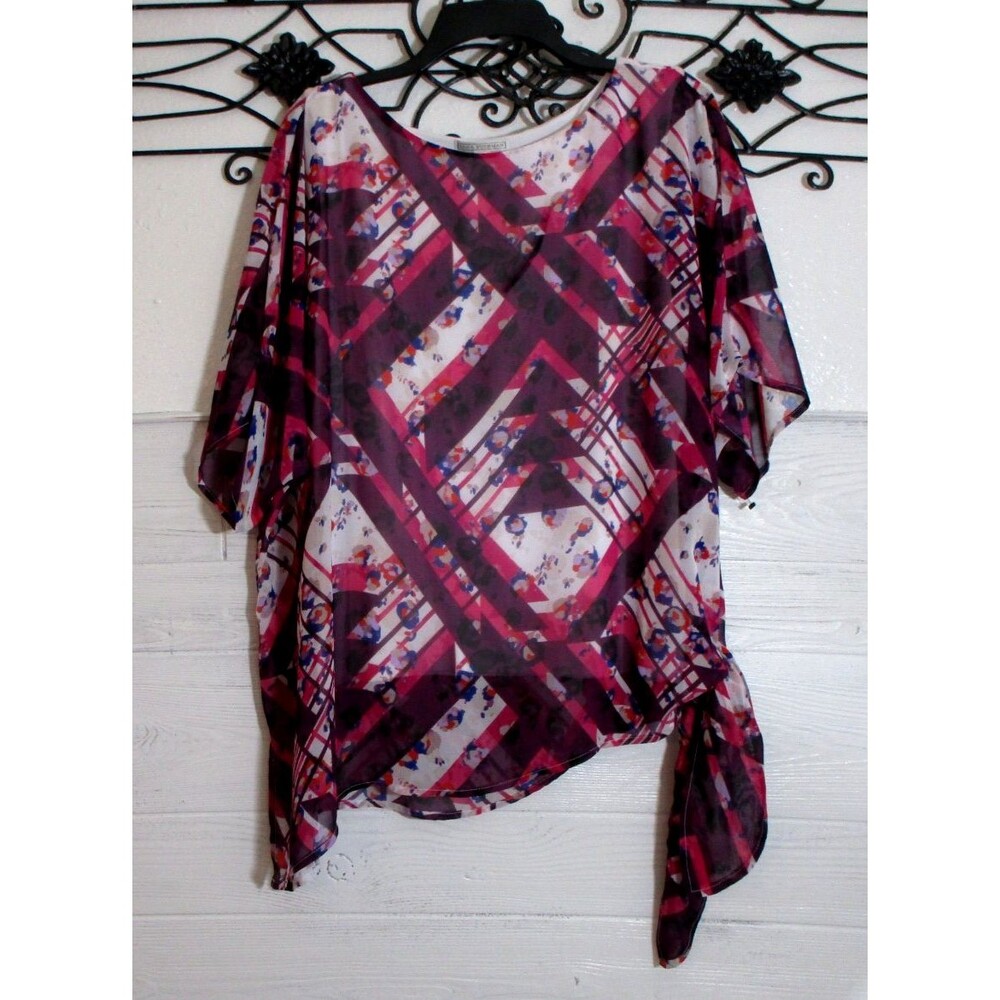 Dana Buchman Women's Knit Top Size XXL Short Sleeve Multicolor Round Neck